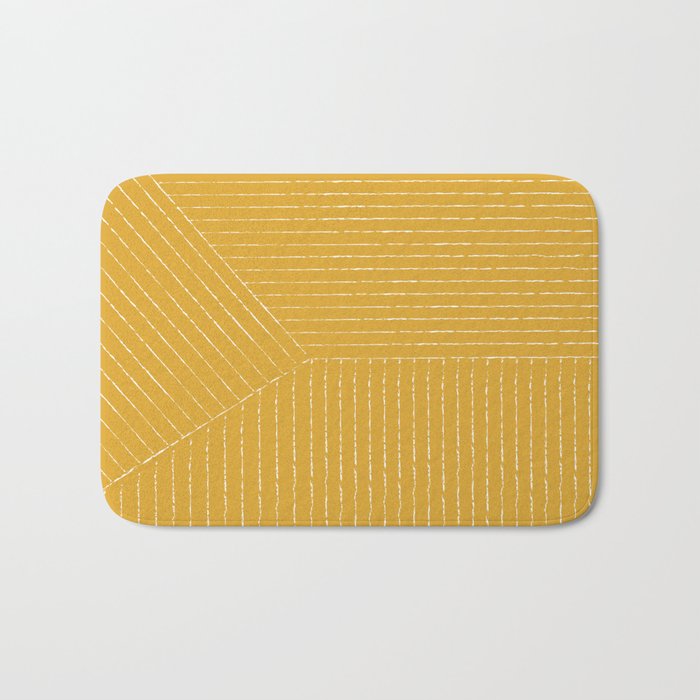 Lines (Mustard Yellow) Badematte | Graphic-design, Geometrisch, Yellow, Lineart, Minimal, Abstrakt, Lines, Gold, Digital, Graphicdesign