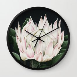 Protea Flower in Shades of Pink and green Wall Clock