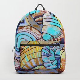 Belizean Shells Backpack | Belizeanpainter, Shellpainting, Caribbeancolors, Caribbeanshells, Contemporaryshells, Cayecaulkerpainter, Belizeshellart, Goldenshells, Cayecaulkerartist, Painting 