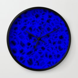 Chaotic bubbly indigo thread of spherical molecules on bright glass.  Wall Clock