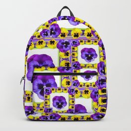 DECORATIVE PURPLE & YELLOW SPRING PANSY PATTERN ART. Backpack