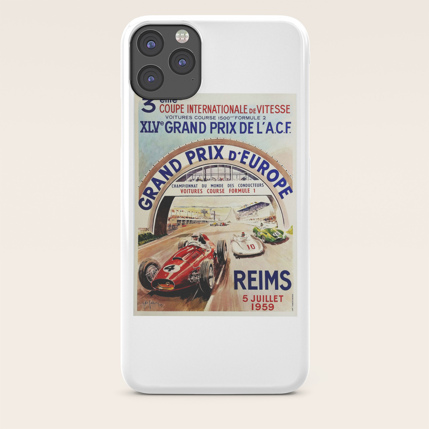 Gran Prix De Lacf Reims 1959 Original Vintage Poster Iphone Case By Alma Design