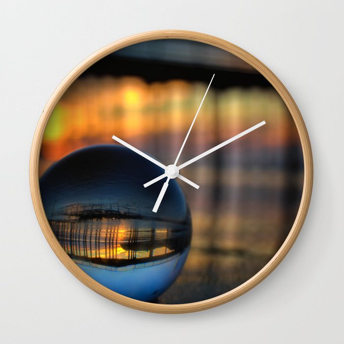 Avila Pier Captured In A Crystal Ball At Sunrise Wall Clock By Marniepatchettphotography Society6