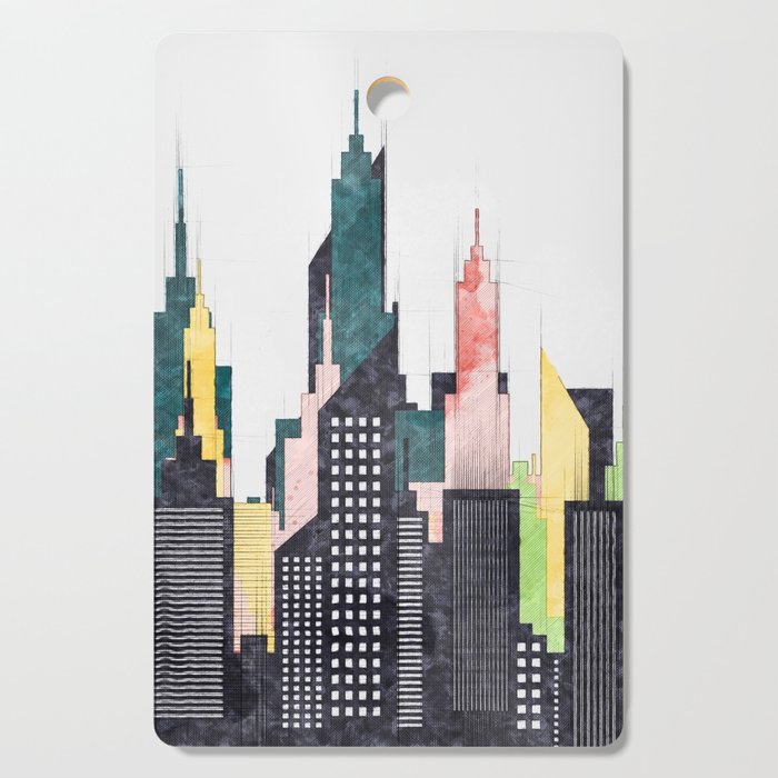 Colorful City Buildings And Skysers Sketch New York Skyline Wall Art Poster Decor Cutting Board By Radub85 Society6 - New York Skyline Wall Art Colorful City Buildings And Skysers Sketch New York Skyline Wall Art Poster Decor Cutting Board By Radub85 Society6 - New York Skyline Wall Art