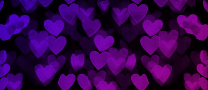 Black Heart Shaped Bokeh Effect Purple Heart Pattern Goth Love