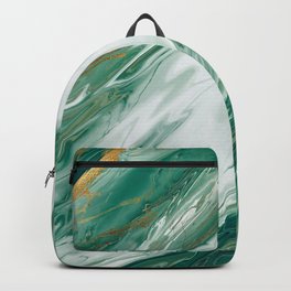Emerald Jade Green Gold Accented Painted Marble Backpack