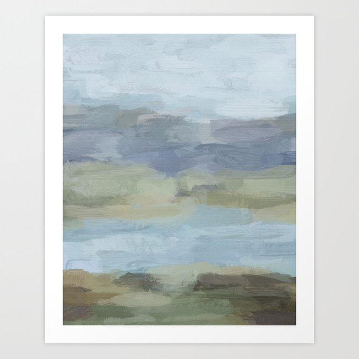 Sky Gray Blue Sage Green Abstract Wall Art, Painting Art, Lake Nature  Painting Print, Modern Art Print by rachelelise | Society6