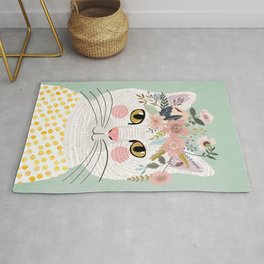 White flowers with floral crown Rug