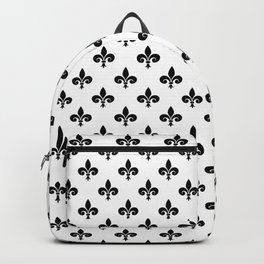 Black French Fleur de Lis on White Backpack