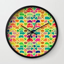 Bricks and waves in bright colors Wall Clock