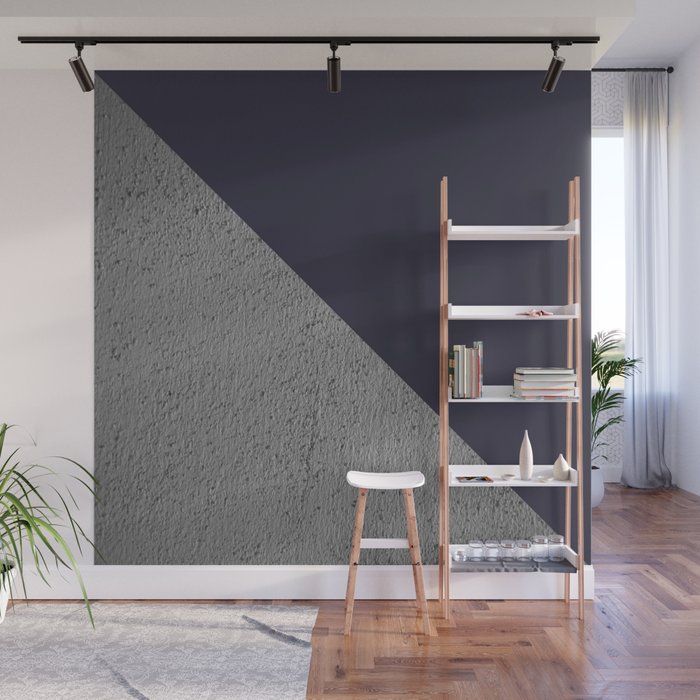 Geometrical Color Block Cement evening blue Wall Mural