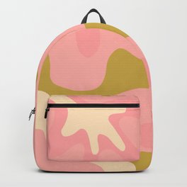 Groovy Flowers Retro Abstract in Pink and Gold Backpack