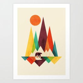 Bear In Whimsical Wild Kunstdrucke | Vintage, Colorful, Painting, Geometric, Minimalism, Retro, Curated, Mountain, Nature, Other 