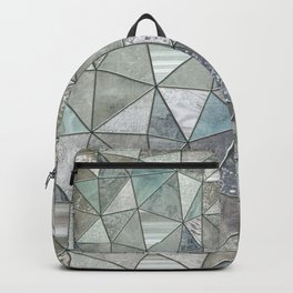Teal And Grey Triangles Stained Glass Style Backpack