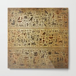 Ancient Egyptian Hieroglyphics Metal Print | Graphicdesign, Hieroglyph, Egypt, Papyrus, Ankh, Thoth, Pyramid, Hieroglyphics, Ancientegyptian, Gold 