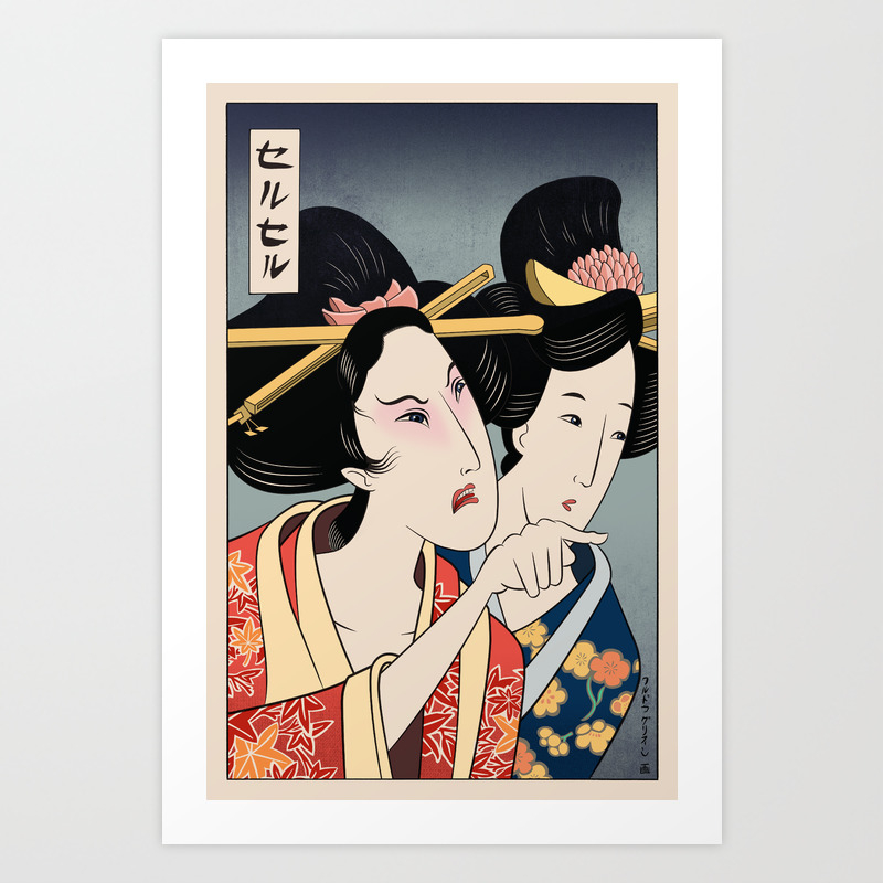 Woman Yelling At Cat Meme Ukiyo E Style 1 In Series Of 2 Art Print By Griffinisland Society6