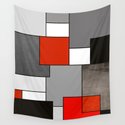 Red Gray Black Modern Geometric Graphic Design  Wandbehang