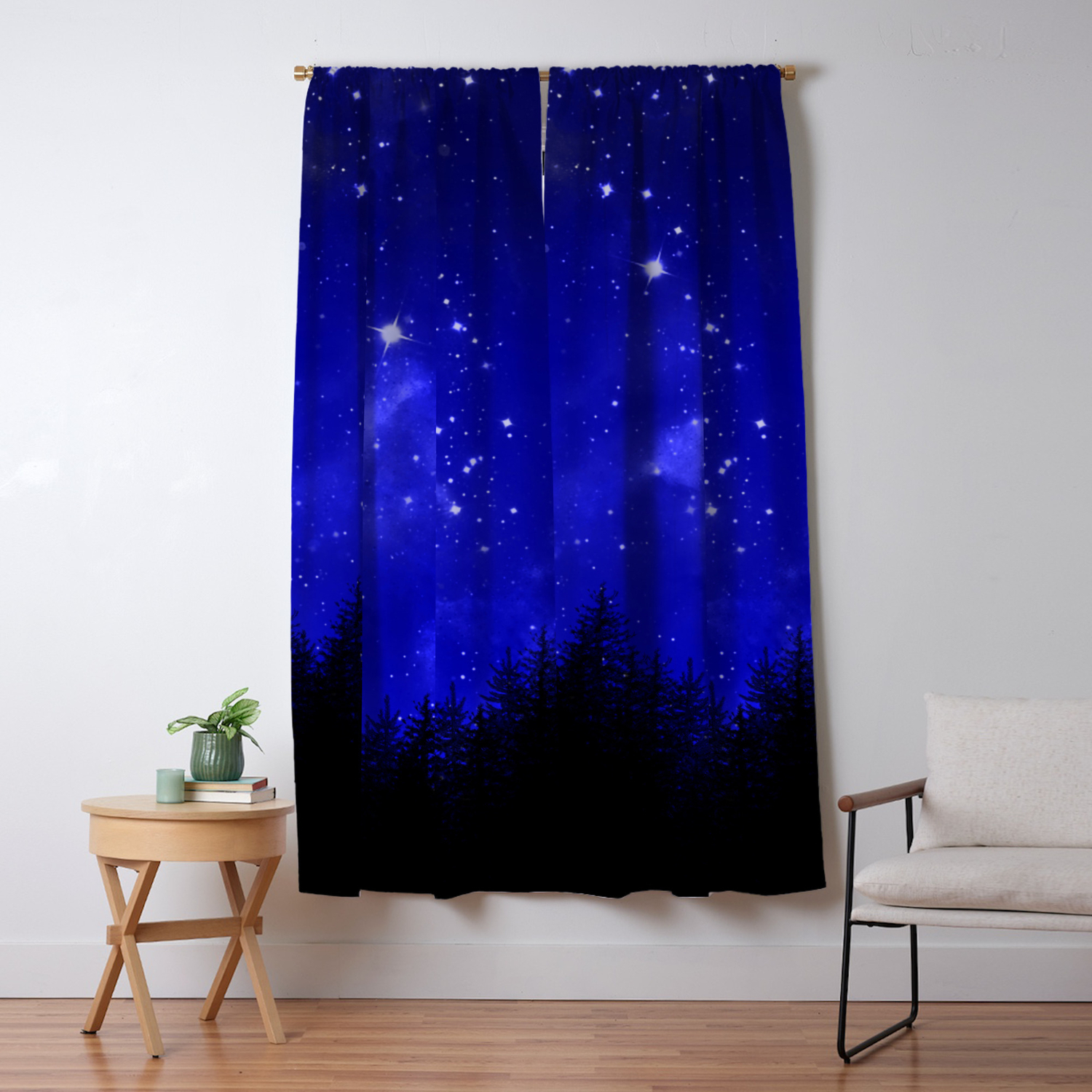 Blue Galaxy Forest Night Sky Blackout Curtain By Julie Erin Designs Society6 Blue Galaxy Forest Night Sky Blackout