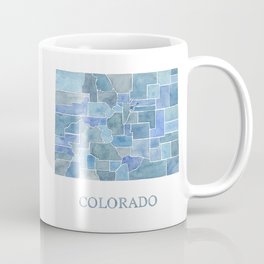 Colorado Counties BluePrint Watercolor Map Coffee Mug