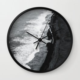 Beach Black And White Wall Clock | Ocean, Coastal, Sand, Minimalist, Travel, Black And White, Waves, Trip, Adventure, Photo 