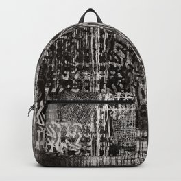 Grunge Art Black White Texture Pattern . Monochrome Layered Patchwork Messy paint Splatter Style  Backpack