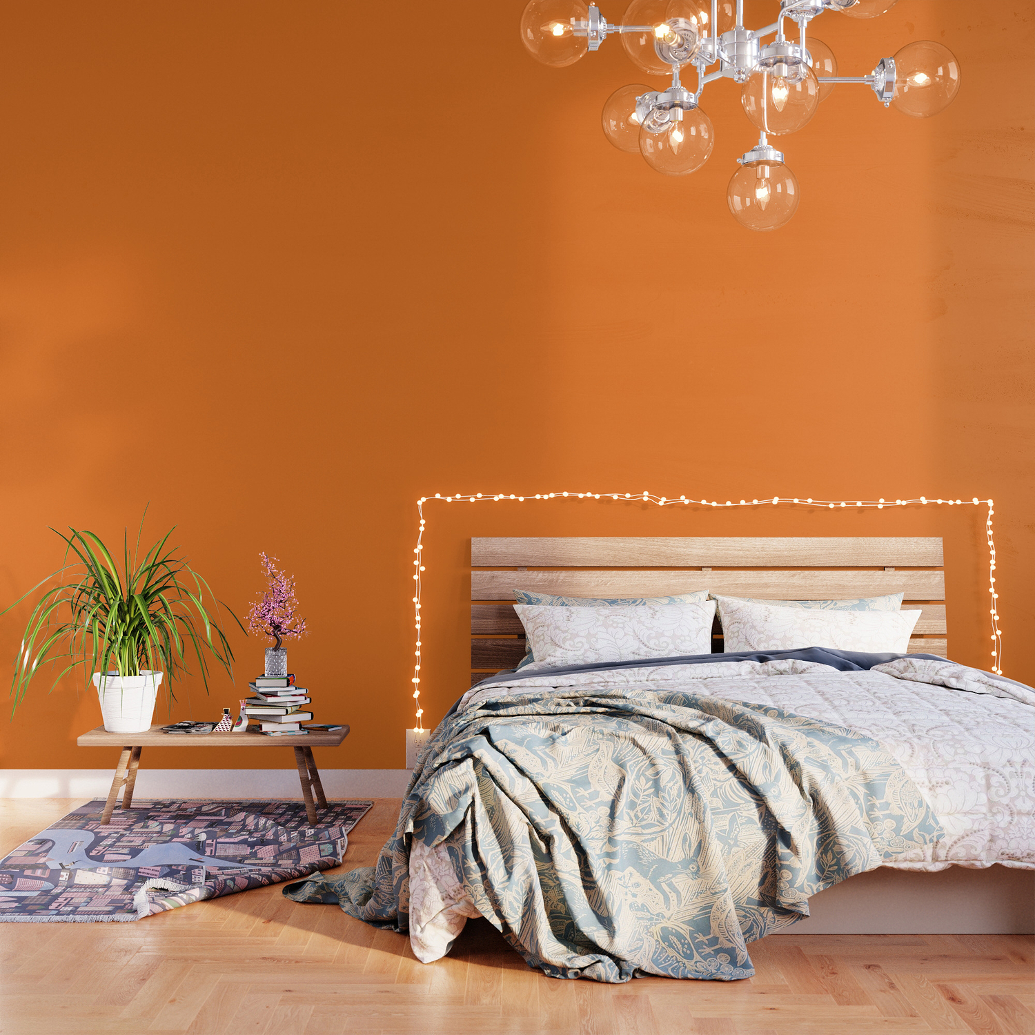 fluorescent neon orange solid colour wallpaper by koovox