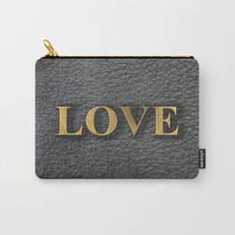 LOVE black leather gold letters Carry-All Pouch