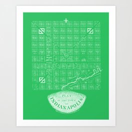 1821 Plat of the city of Indianapolis, green Art Print
