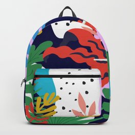 ABSTRACT TROPICAL JUNGLE AND TOUCAN BIRD PATTERN Backpack