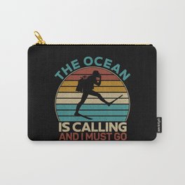 Scuba Diving Scuba Diver The Ocean Is Calling And I Must Go Retro Vintage Carry-All Pouch