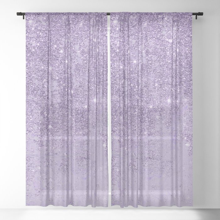Modern Elegant Lavender Lilac Glitter Marble Sheer Curtain By Pink Water Society6