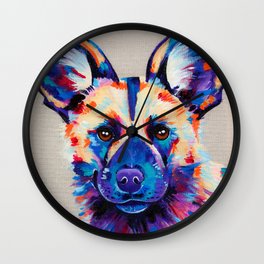 Painted Hunting Dog / African wild dog Wall Clock