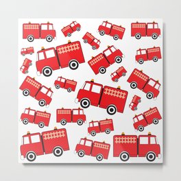 Fire Truck Toy Trucks Pattern Metal Print