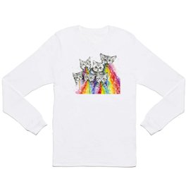 Kittens Puking Rainbows Long Sleeve T Shirt | Rainbowpuke, Watercolor, Kittens, Puke, Cats, Illustration, Ink, Rainbows, Whimsical, Funny 