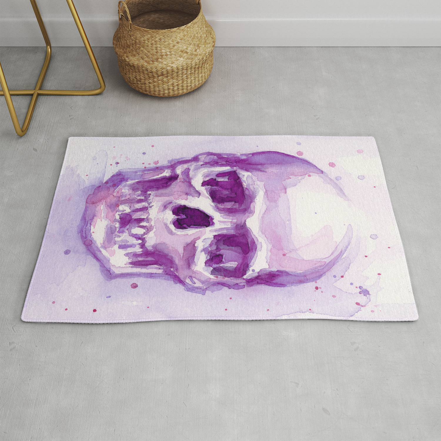Skull Watercolor Purple Pink Skulls Rug By Olechka Society6