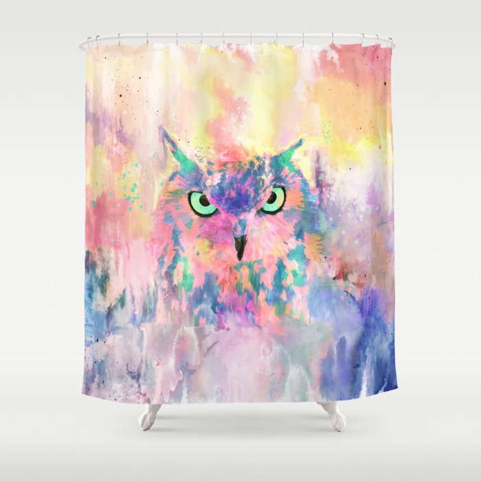 Watercolor Eagle Owl Abstract Paint Shower Curtain By Inovarts