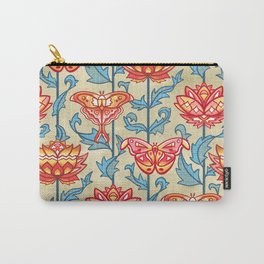 Mid-Century Moth Damask On Gold Carry-All Pouch