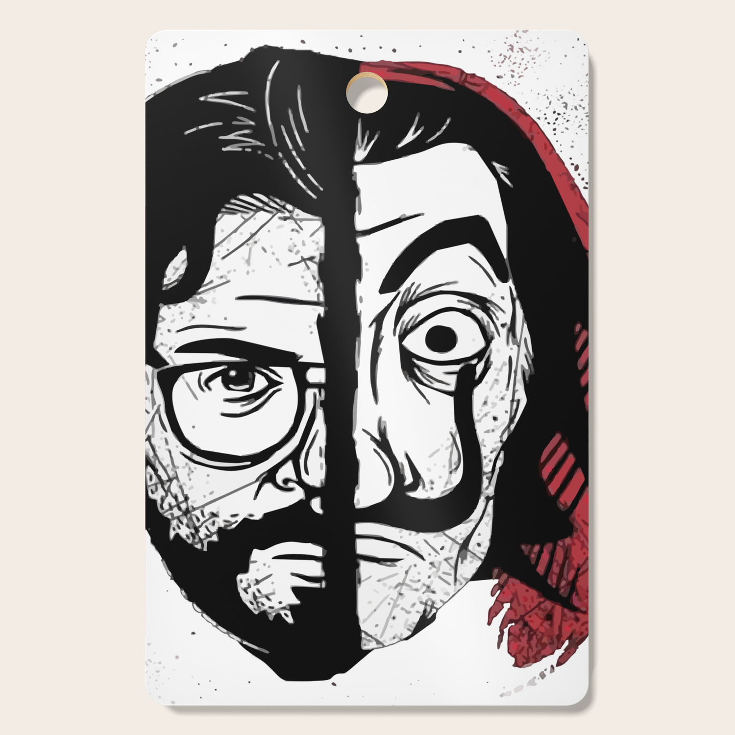 la casa de papel professor and salvador dali mask cutting board by andersonfgarcia