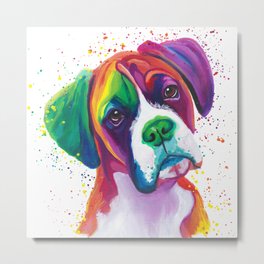 Rainbow Boxer Dog breeed Metal Print | Painting, Abstract, Dog, Decor, Print, Children, Street Art, Digital, Boxer, Family 