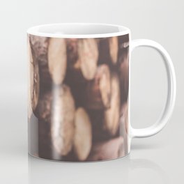 Stack of Felled Trees Close Up Coffee Mug