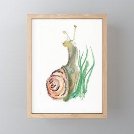Searching - Watercolor and Gold Leaf Snail Framed Mini Art Print