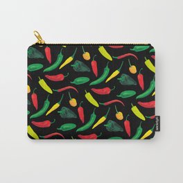 Chili Pepper Pattern on black Carry-All Pouch