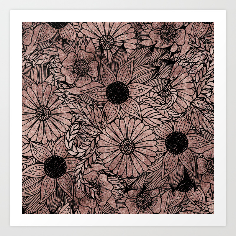 black and rose gold flowers