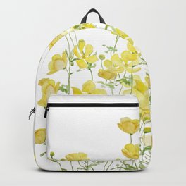 yellow buttercup flowers filed watercolor  Backpack