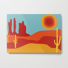 Funky Retro Desert in 70s Colors Metal Print