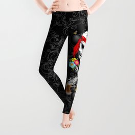 Pirate Skull, Ancient Guns, Flowers and Cannonballs Leggings
