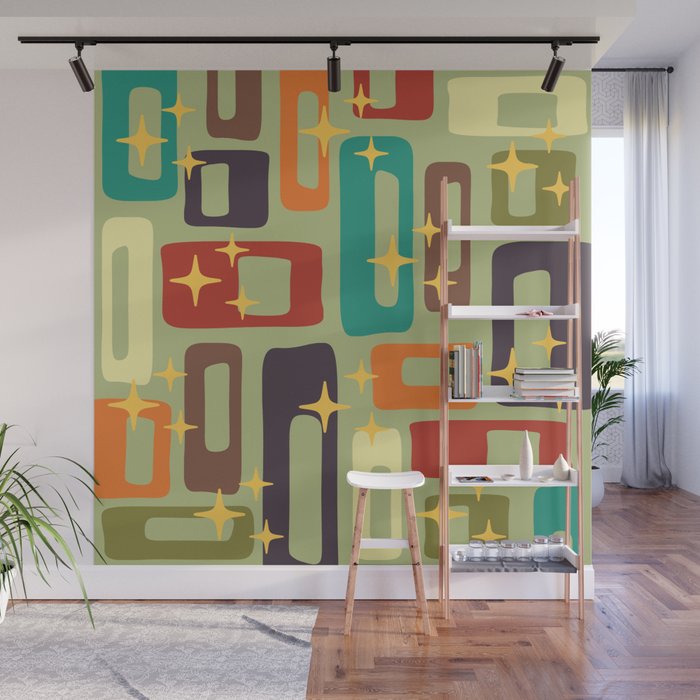 Retro Mid Century Modern Abstract Pattern 225 Wall Mural by tonymagner