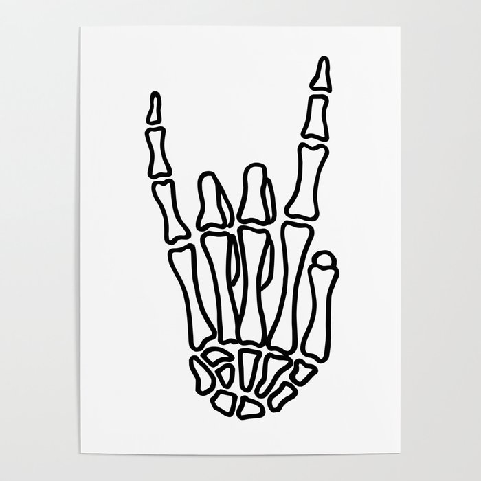 Heavy Metal Skeleton Hand Poster By Illustree Society6 Heavy Metal Skeleton Hand Poster By Illustree Society6