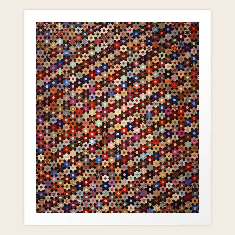 Vintage Hexagon Quilt Pattern Art Print By Fineearthprints Society6