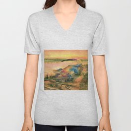 Alligator at Sunset  V Neck T Shirt